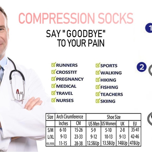 SOCK Bundle HEART Pattern Support Compression Socks Hearts & Plain S/M 3 pr - Picture 3 of 4